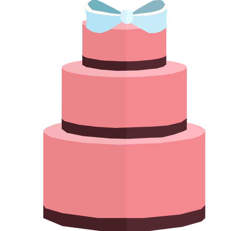 Pink wedding cake with a ribbon on the top